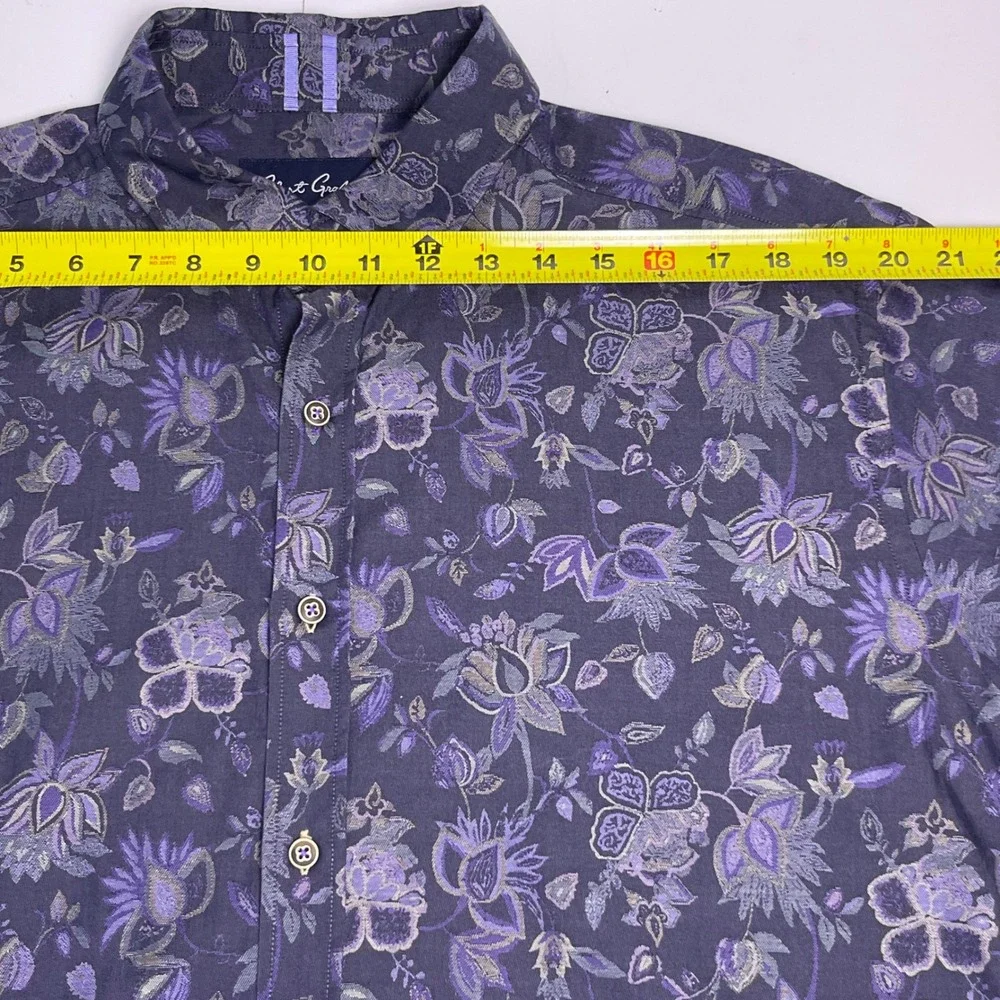 Robert Graham Men's 1XLT Purple Floral Button Down Modern Americana Flip Cudd - Picture 9 of 11